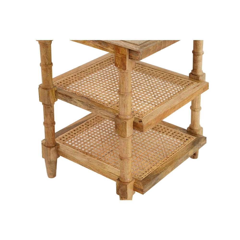Chesterfield Wood & Cane 3 Shelf Side Table - Natural. Picture 2
