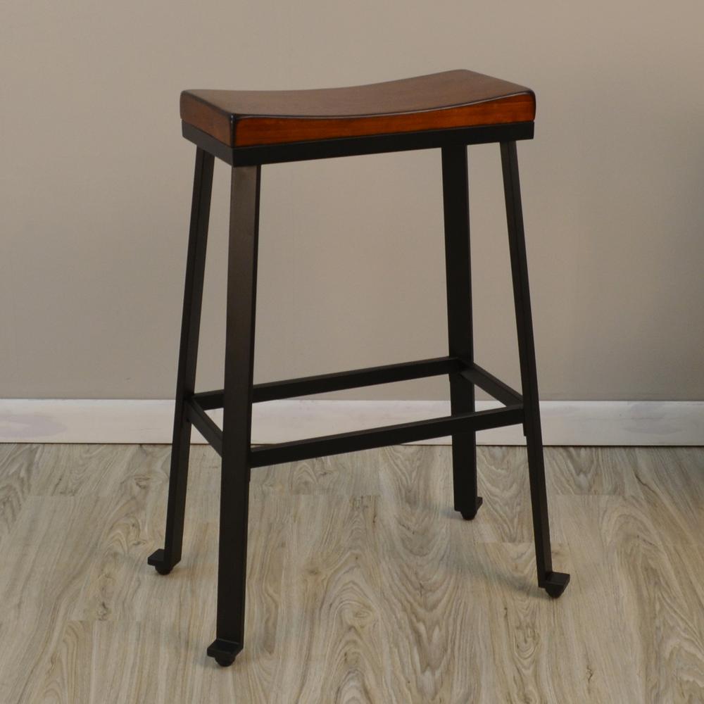 Thea 30" Saddle Seat Barstool - Chestnut/Black. Picture 4