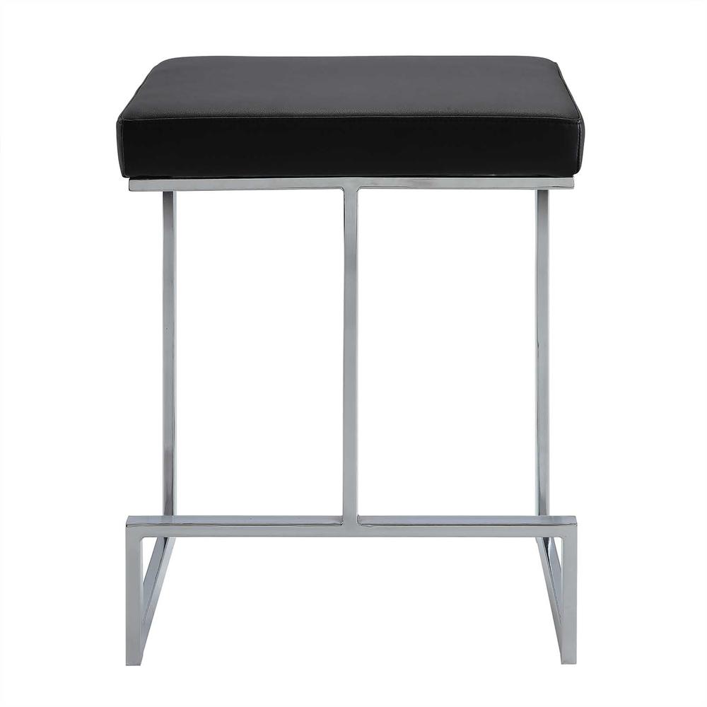Kafka 24" Counter Stool - Chrome - Black Leatherette Upholstery. Picture 2