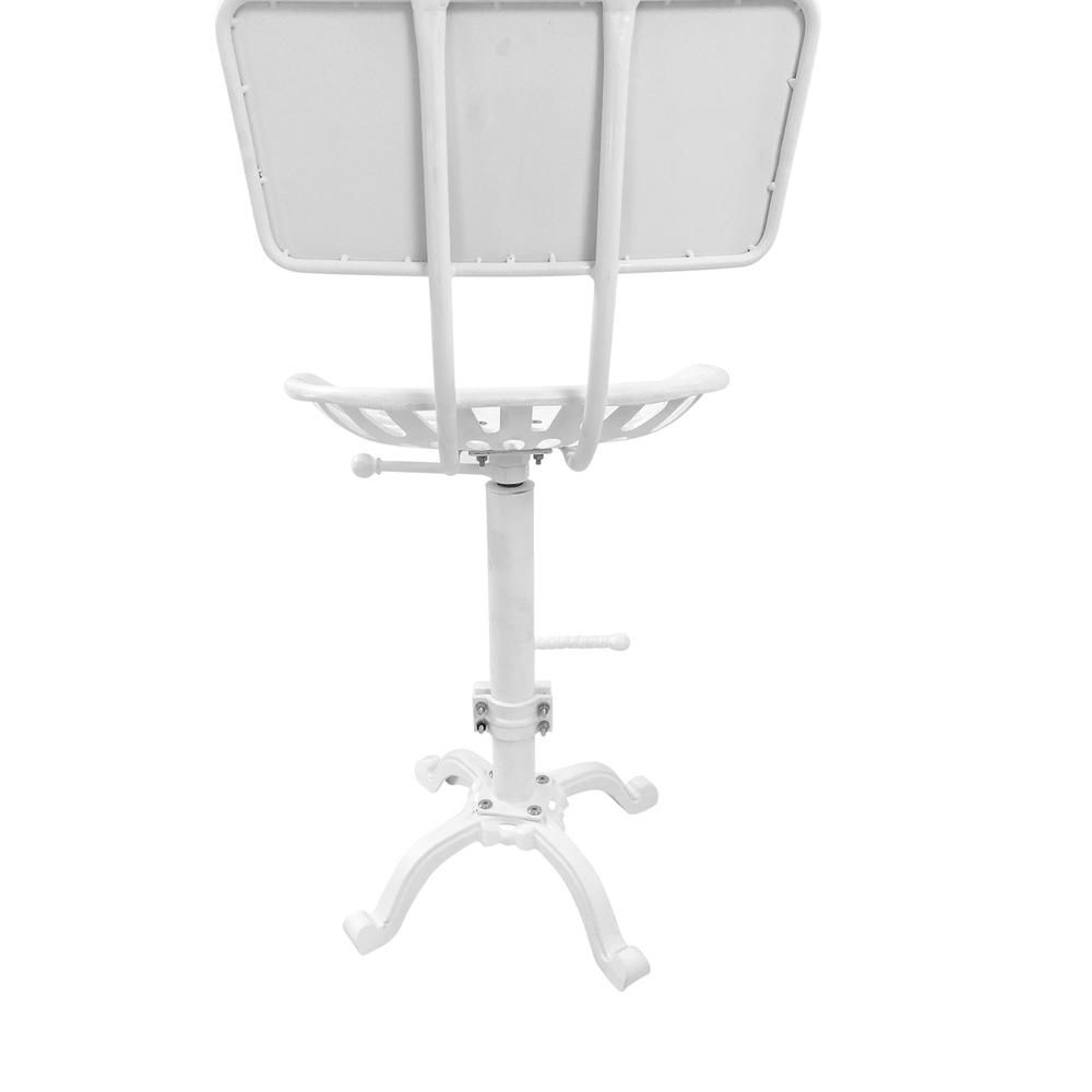 August Tractor Seat Barstool with Back - White. Picture 2