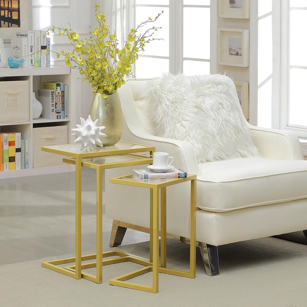 Addison Nesting Table Set - Glass Top - Gold Base. Picture 9