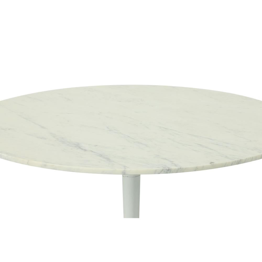 Enzo 40" Round Marble Top Dining Table - White Top - White Base. Picture 2