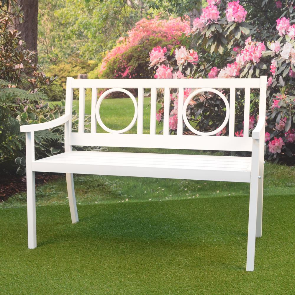 Gramercy Outdoor Bench - White. Picture 3