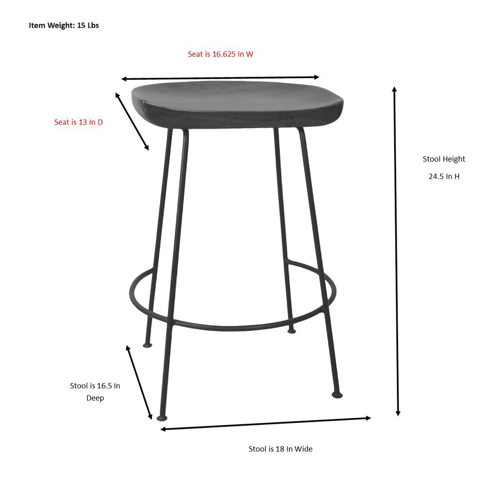 Diya 24.5" Counter Stool - Set of 2 - Chestnut Seat - Black Base. Picture 11