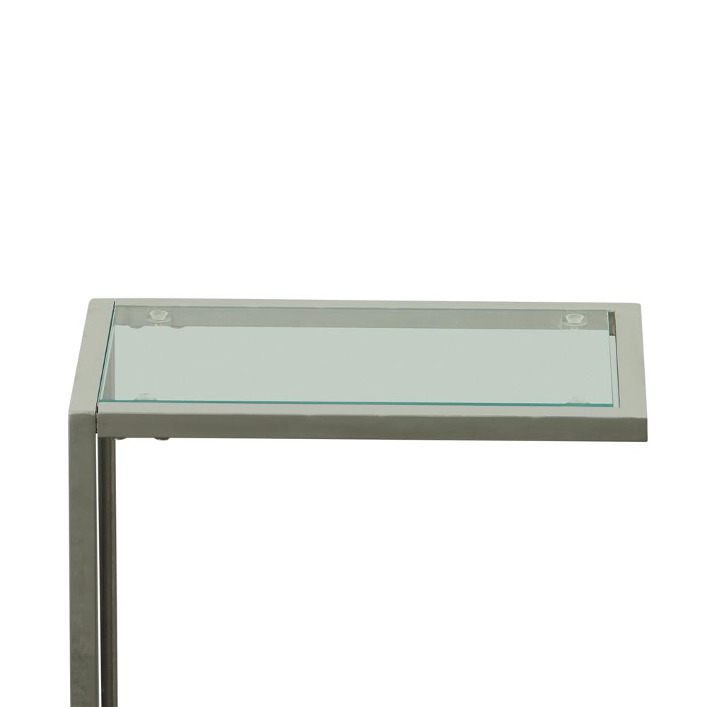 Aggie C-Form Accent Table - Glass Top - Chrome. Picture 5