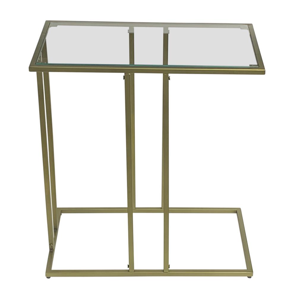 Serena End Table - Tempered Clear Glass - Antique Gold. Picture 2