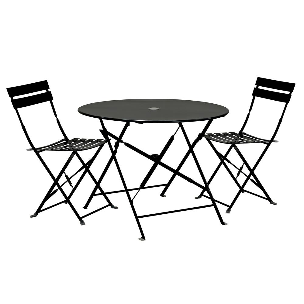 Bistro 30" Round Table Outdoor Set - Set of 3 - Black. Picture 1