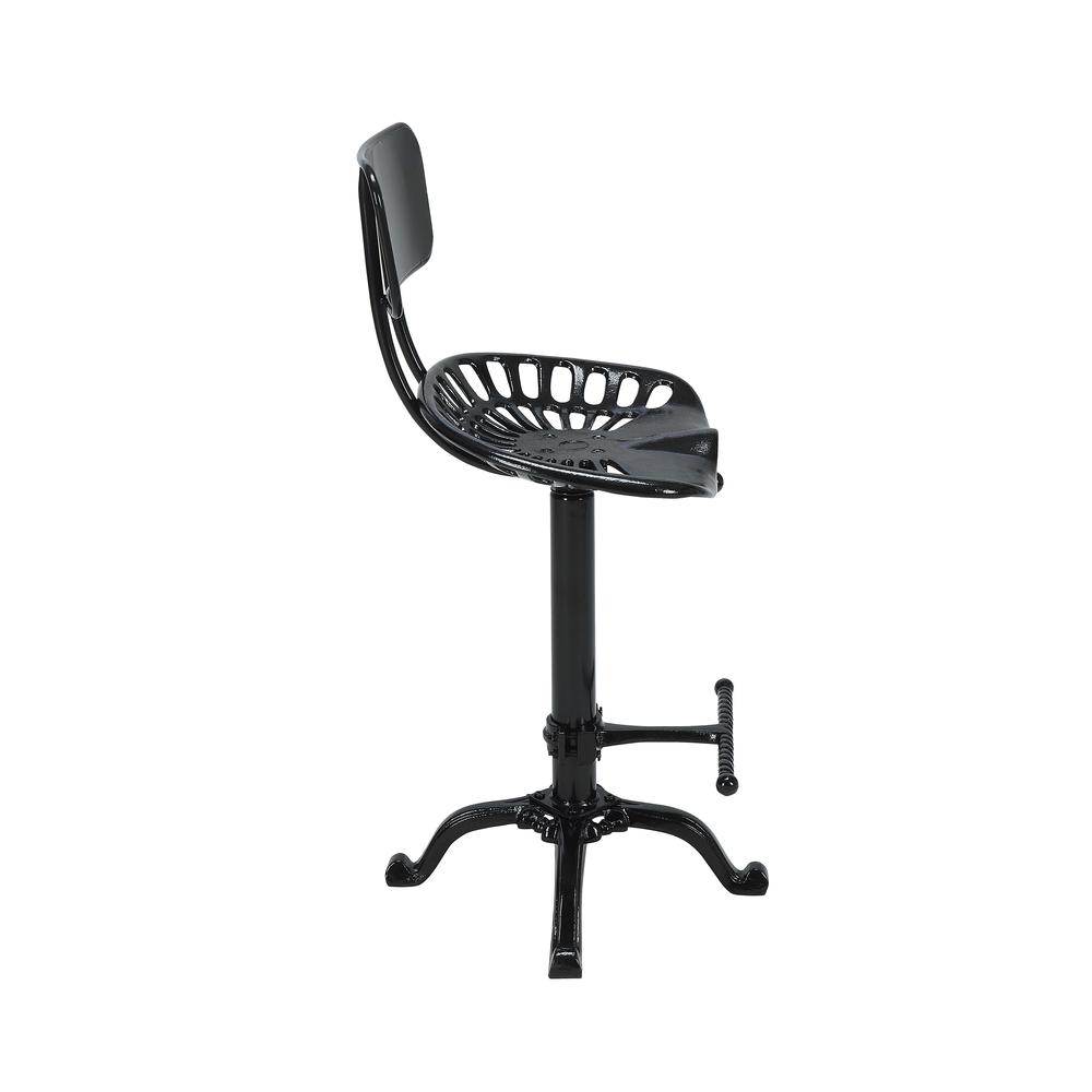 August Tractor Seat Barstool with Back - Black. Picture 3