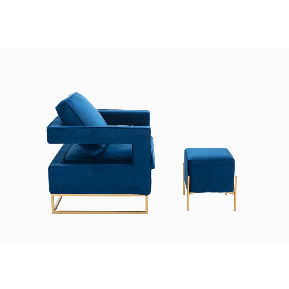 Larenta Upholstered Stool/Footrest - Navy Blue. Picture 5