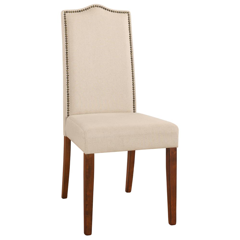 Romero Parson Chair - Chestnut - Linen Upholstery. Picture 1