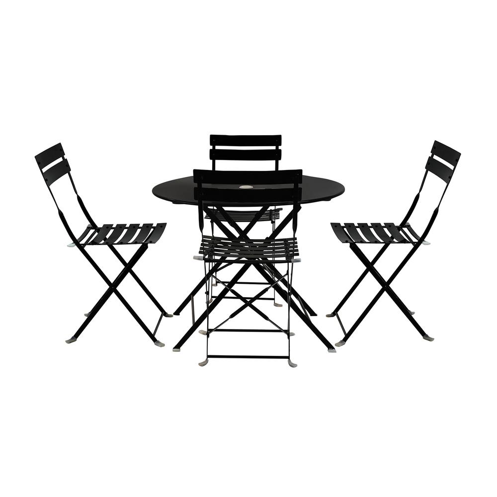 Bistro 36" Round Table Outdoor Set - Set of 5 - Black. Picture 1