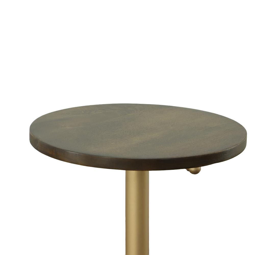 Colton Adjustable Vintage Table - Elm Top - Gold Base. Picture 3