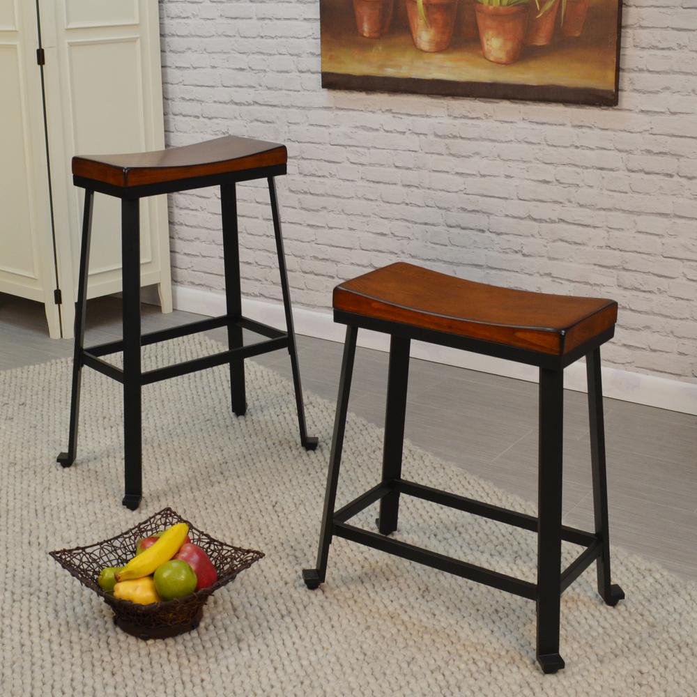 Thea 30" Saddle Seat Barstool - Chestnut/Black. Picture 3