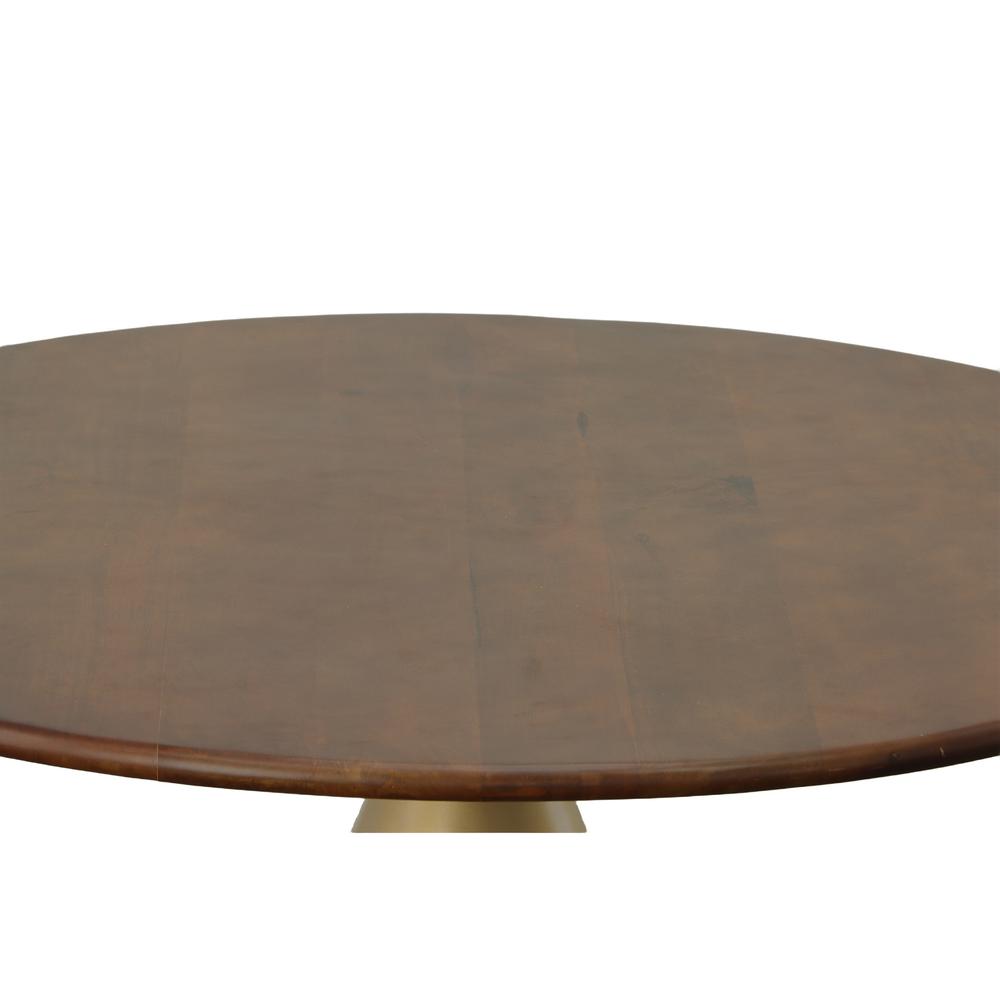 Gio 54" Pedestal Dining Table - Elm/Gold. Picture 4