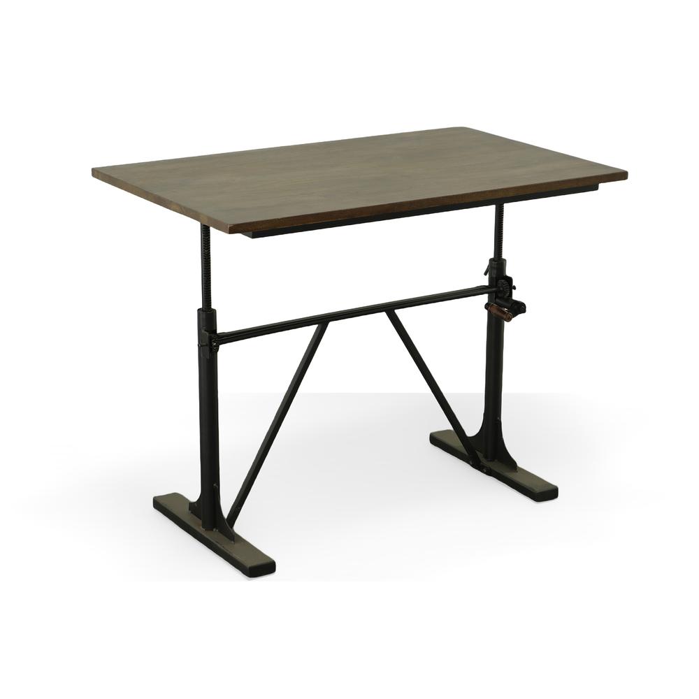 Brio Sit or Standing Adjustable Desk - Elm Top - Black Base. Picture 1