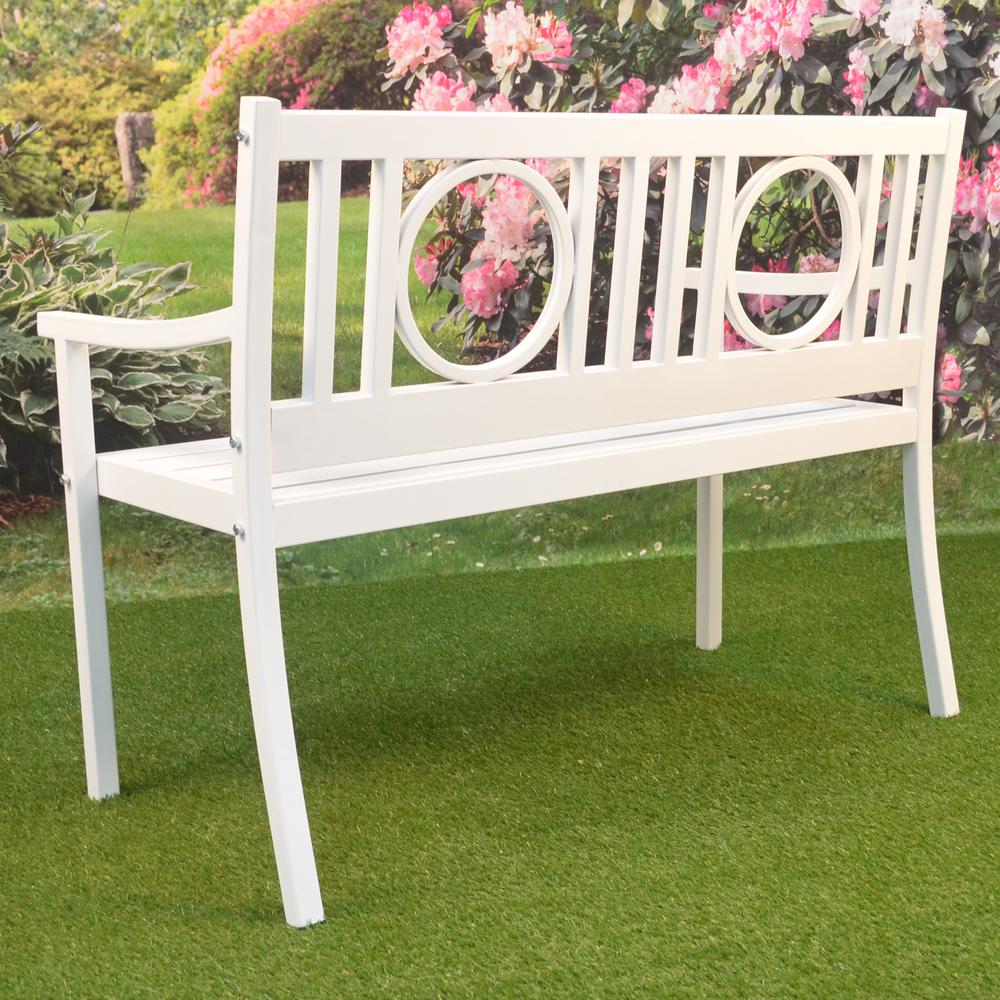 Gramercy Outdoor Bench - White. Picture 5