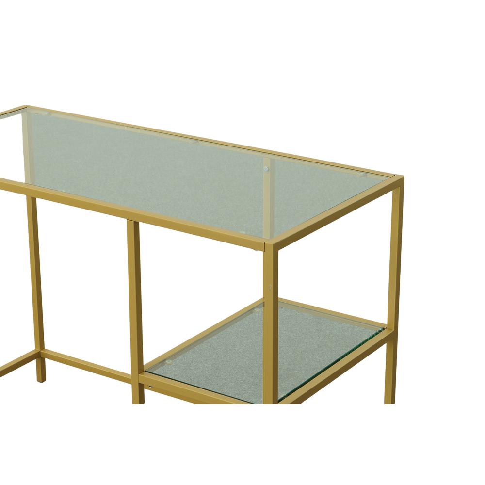 Marcello Glass Top Desk with Shelves - Gold. Picture 2