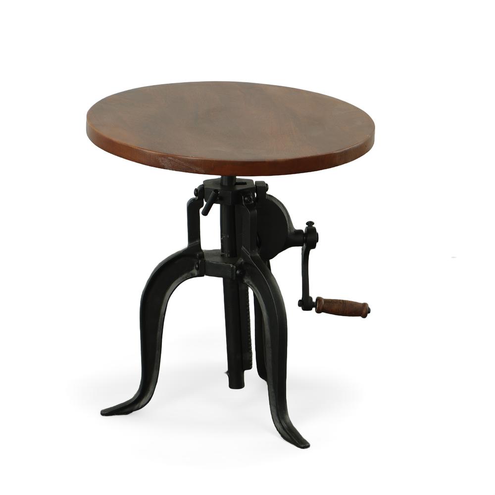 Regan Adjustable Accent Table - Chestnut Top - Black Base. Picture 4