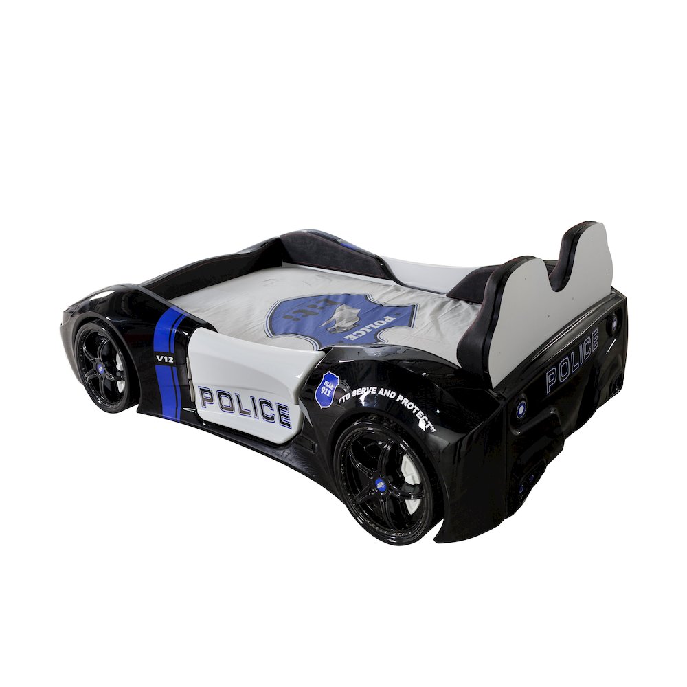 Police Twin Car Bed, Remote Control, LED Lights, Premium Rear Seat. Picture 3