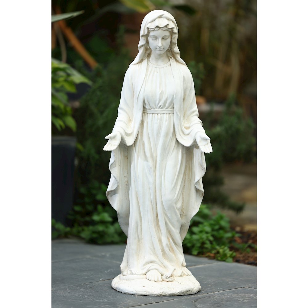 30.5" H Virgin Mary Indoor Outdoor Statue, Ivory. Picture 10