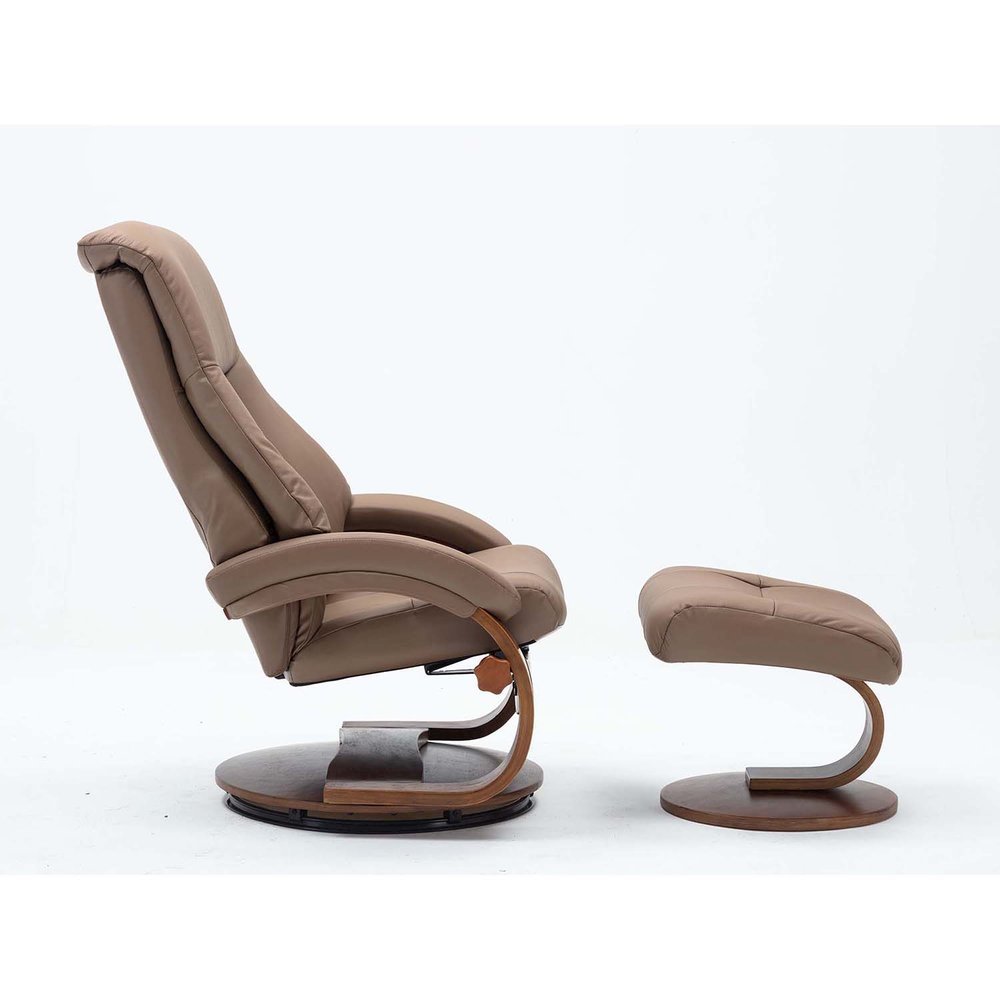 Relax-R™ Montreal Recliner and Ottoman in Sand Top Grain Leather. Picture 4