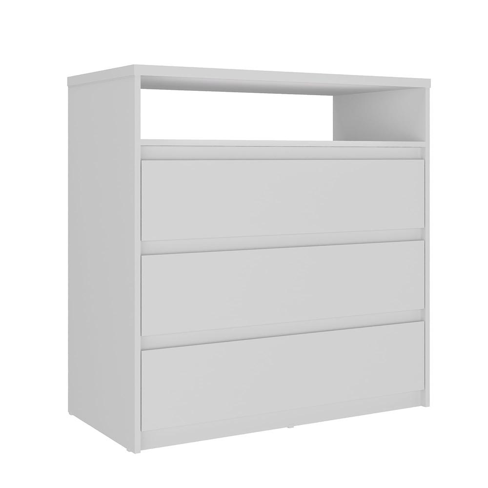 Contemporary White 3-Drawer Dresser with Buit-in Niche. Picture 1