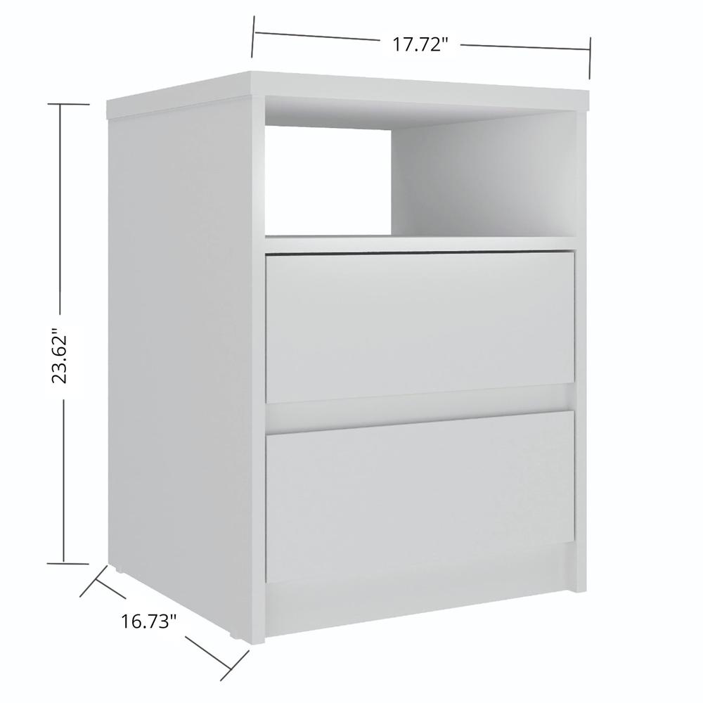 Contemporary White 2-Drawer Nightstand with a Built-in Niche. Picture 9