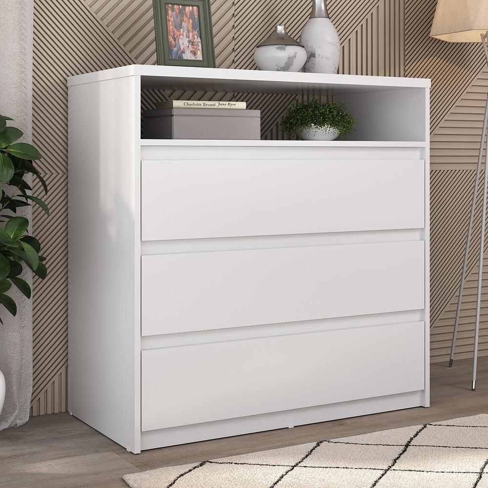 Contemporary White 3-Drawer Dresser with Buit-in Niche. Picture 2