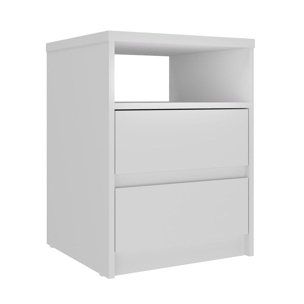 Contemporary White 2-Drawer Nightstand with a Built-in Niche. Picture 4