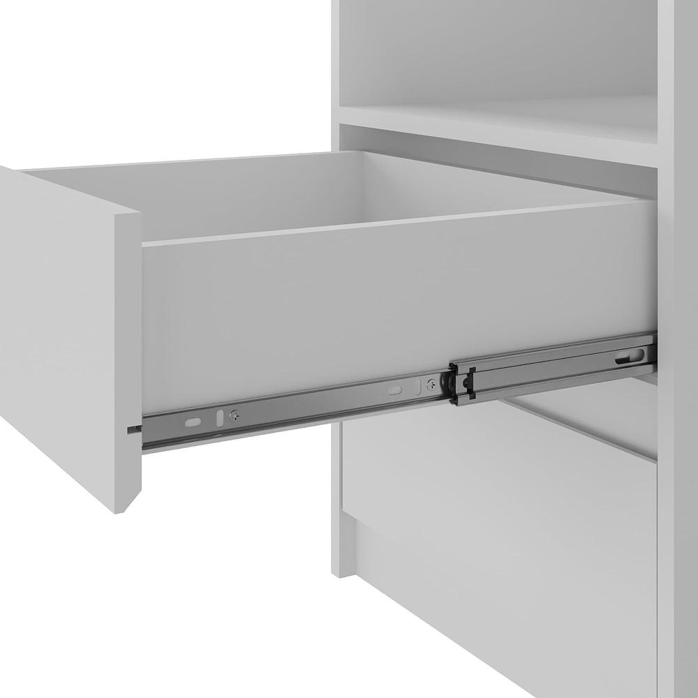 Modern Chic White 2-Drawer Nightstand with a Built-in Niche and Bronze Handles. Picture 3