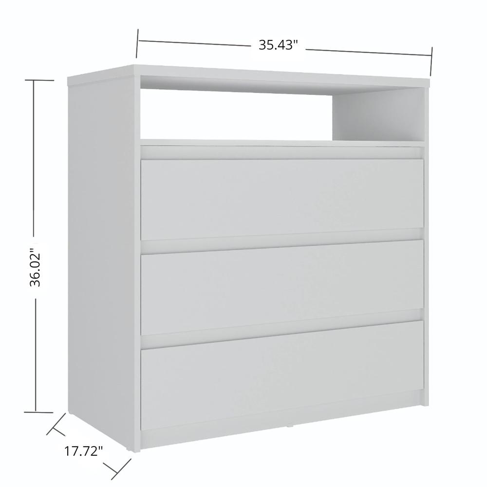Contemporary White 3-Drawer Dresser with Buit-in Niche. Picture 8