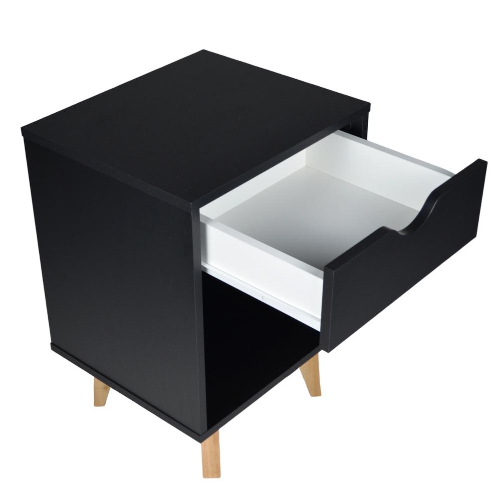 Modern End Table for Bedroom – Bedside Table with 1 Drawer and Niche – Russ. Picture 2