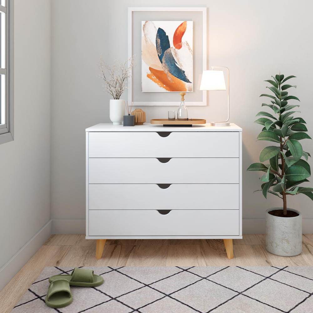 4-Drawer Dresser – Modern Dresser for Bedroom – Chest of Drawers – White. Picture 3