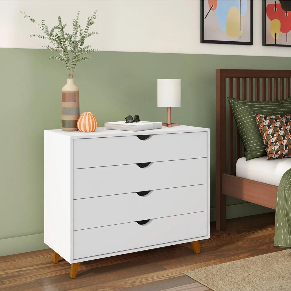 4-Drawer Dresser – Modern Dresser for Bedroom – Chest of Drawers – White. Picture 2