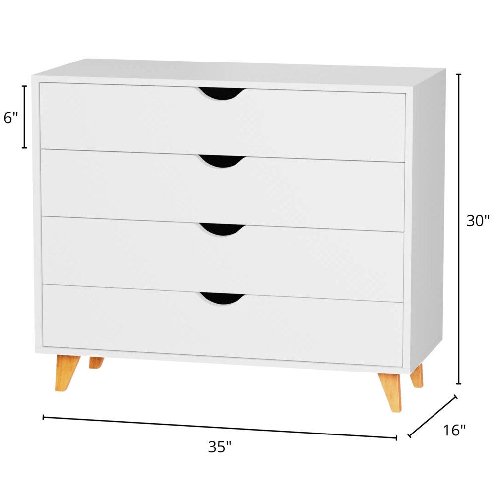 4-Drawer Dresser – Modern Dresser for Bedroom – Chest of Drawers – White. Picture 9