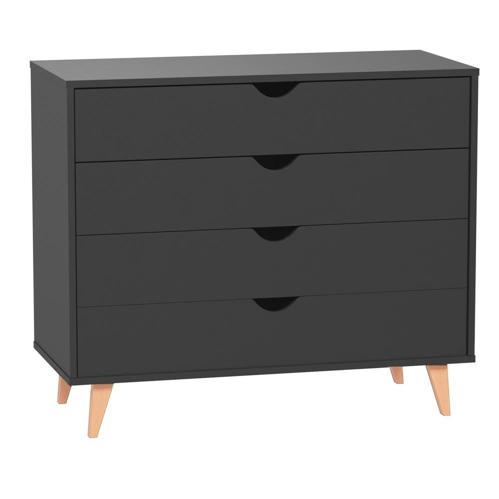 4-Drawer Dresser – Modern Dresser for Bedroom – Chest of Drawers – Black. Picture 1