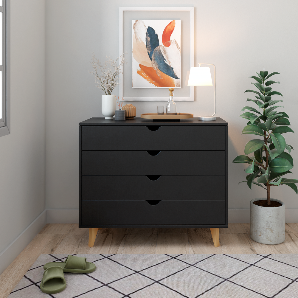 4-Drawer Dresser – Modern Dresser for Bedroom – Chest of Drawers – Black. Picture 2
