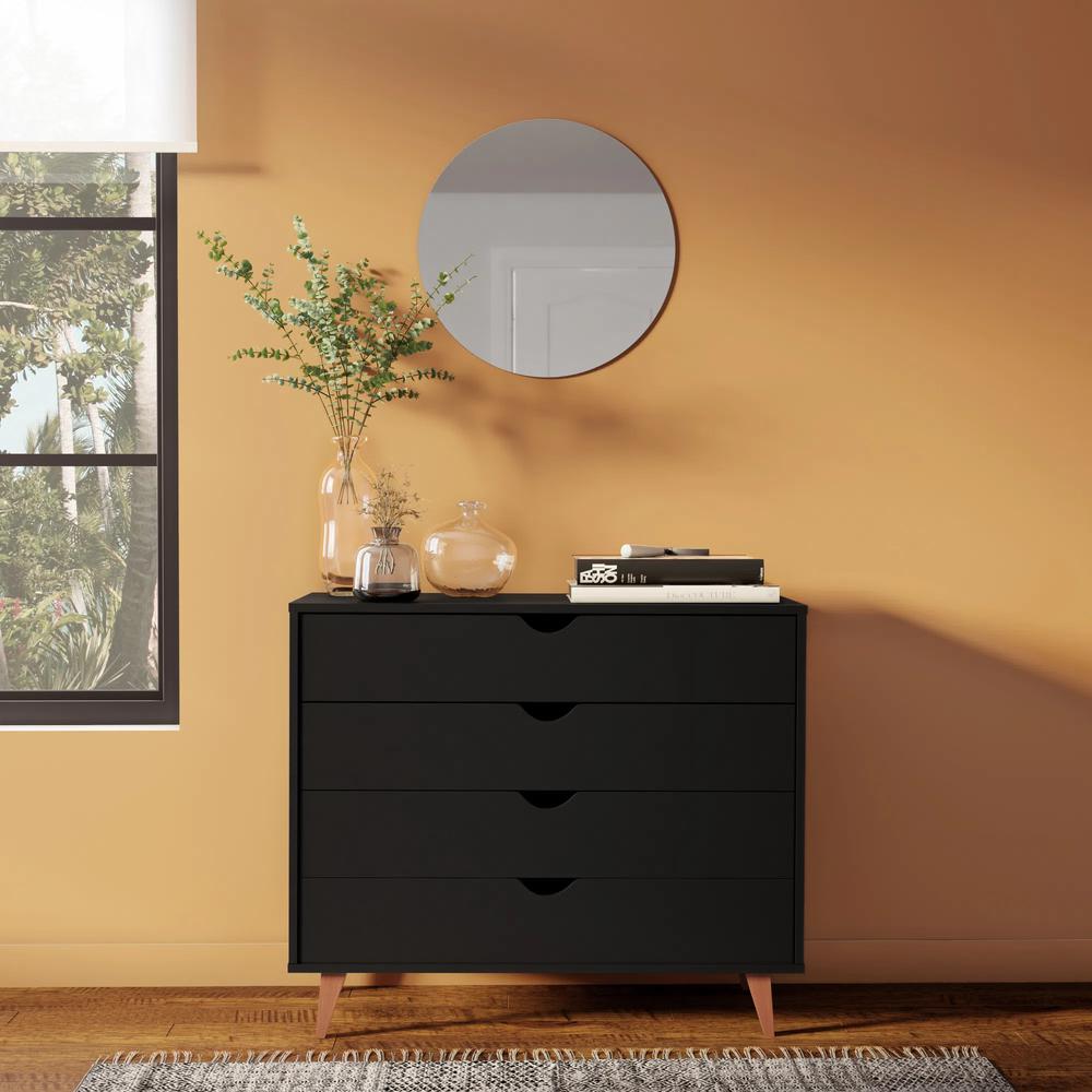 4-Drawer Dresser – Modern Dresser for Bedroom – Chest of Drawers – Black. Picture 4