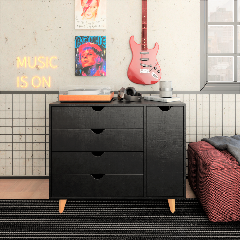 Modern Dresser for Bedroom – Chest of Drawers – Combo Dresser – Black. Picture 4