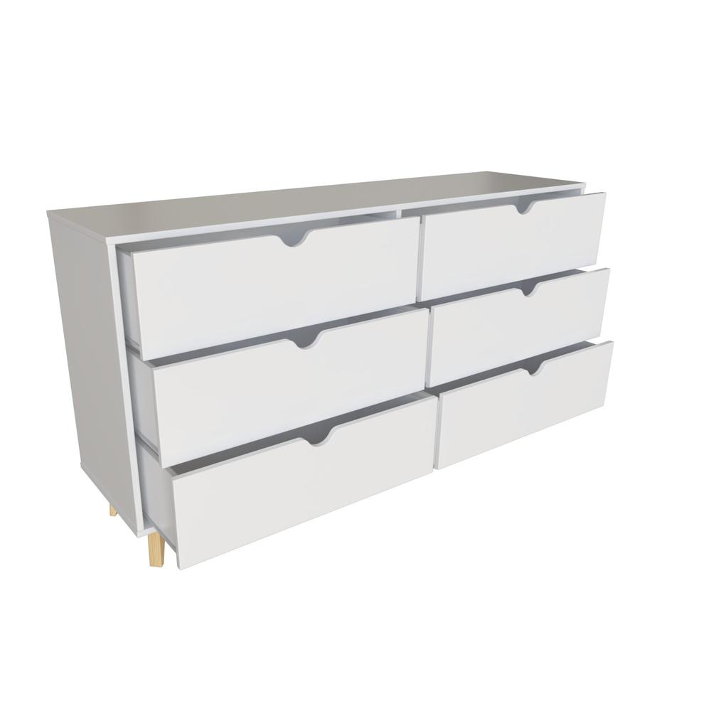 Modern Double Dresser for Bedroom – Wide Chest of Drawers – White. Picture 1