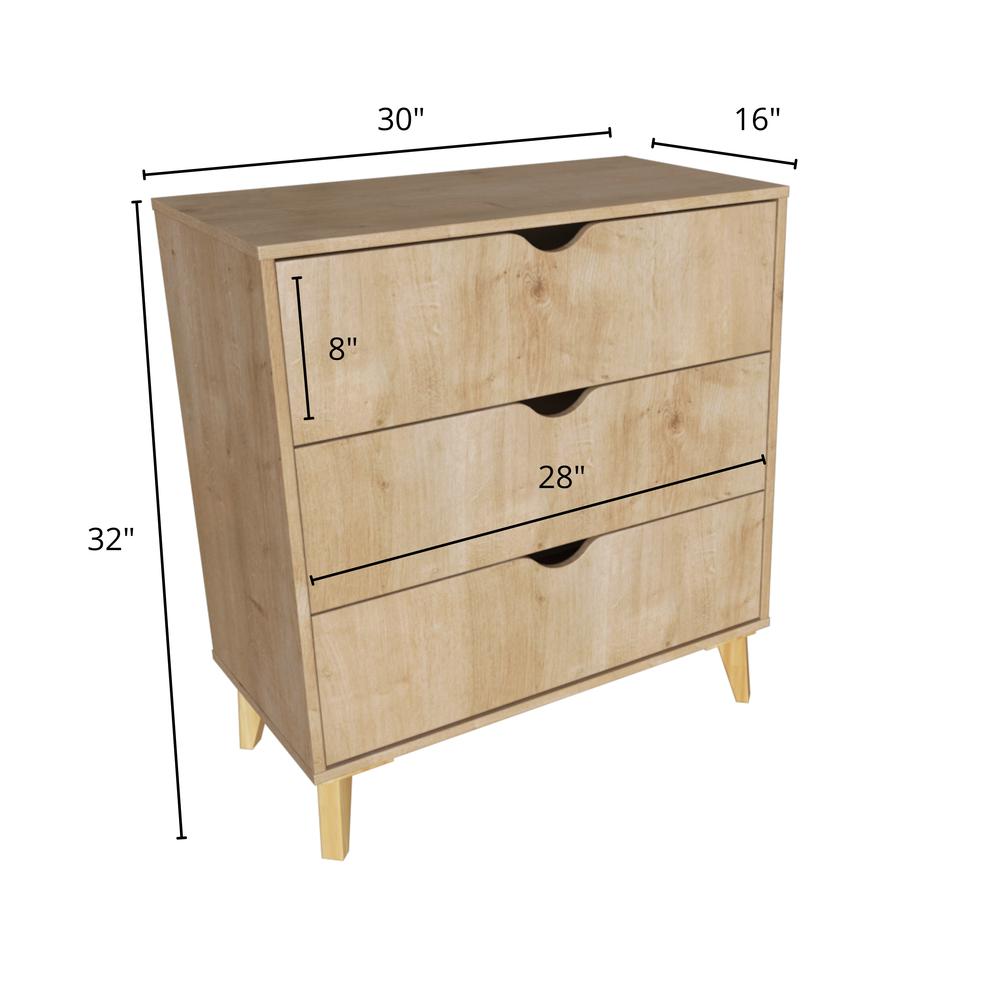3-Drawer Dresser – Modern Dresser for Bedroom – 3- Drawer Chest of Drawers – Oak. Picture 4