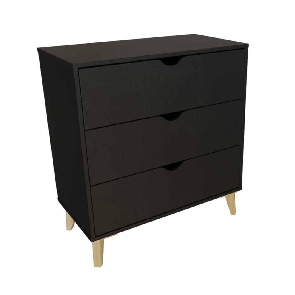 Modern Dresser for Bedroom – 3- Drawer Chest of Drawers – Black. Picture 1