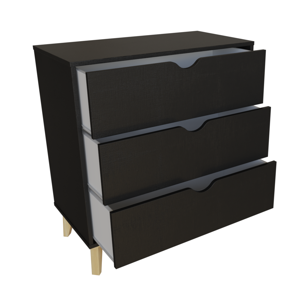 Modern Dresser for Bedroom – 3- Drawer Chest of Drawers – Black. Picture 2