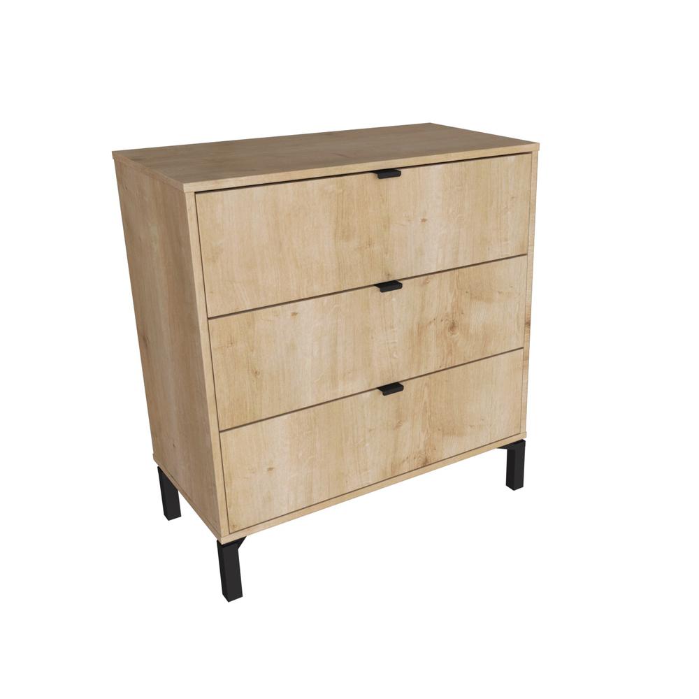 Modern Dresser for Bedroom – 3- Drawer Chest of Drawers – Oak. Picture 1