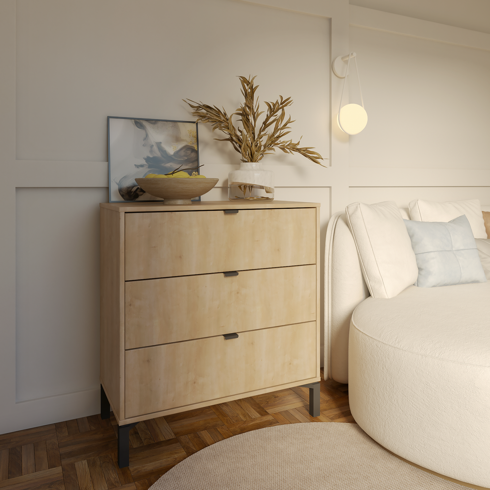 Modern Dresser for Bedroom – 3- Drawer Chest of Drawers – Oak. Picture 2