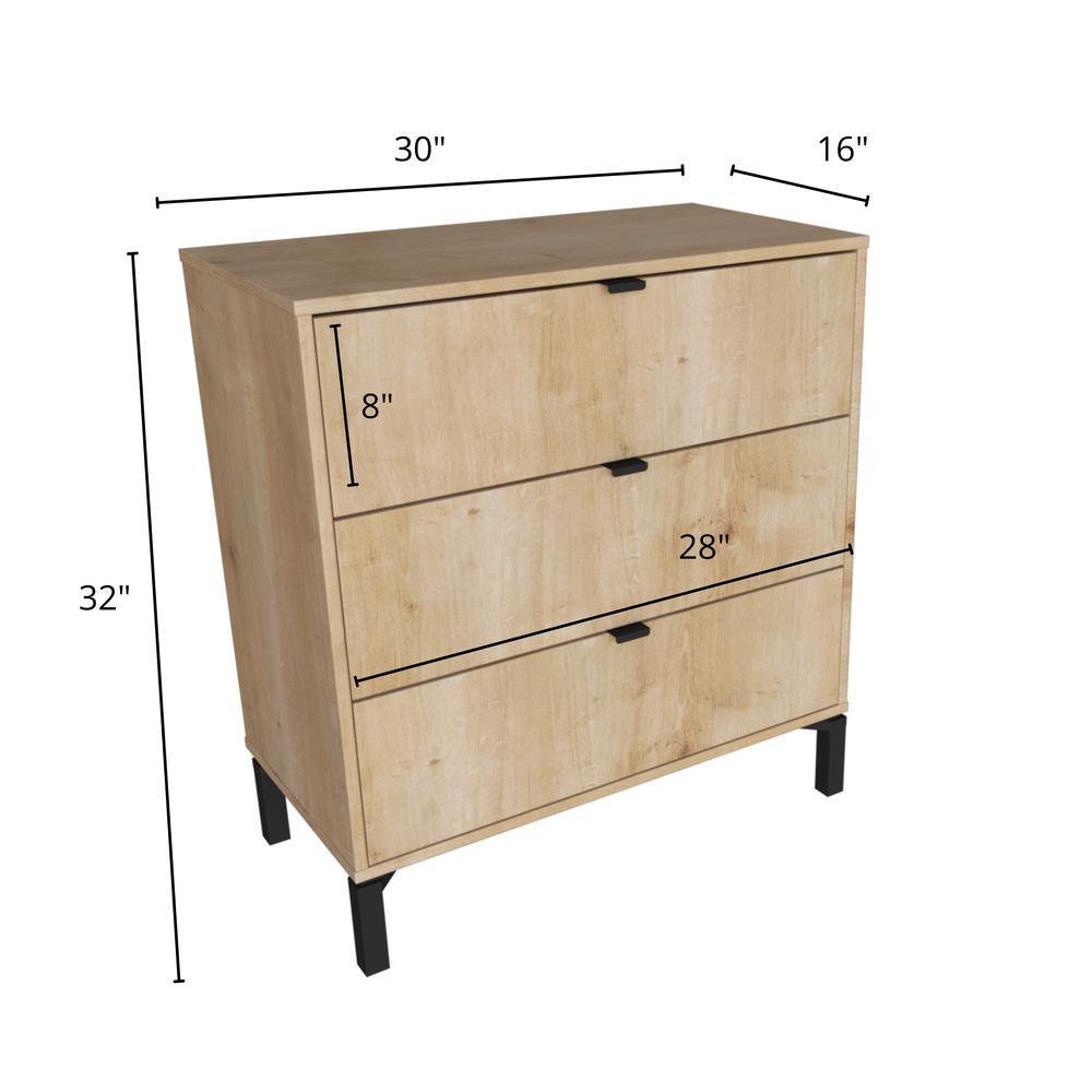 Modern Dresser for Bedroom – 3- Drawer Chest of Drawers – Oak. Picture 4