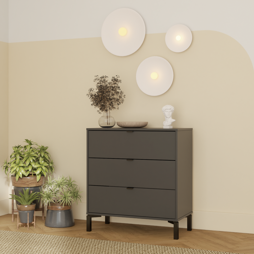 Modern Dresser for Bedroom – 3- Drawer Chest of Drawers – Dark Gray. Picture 2