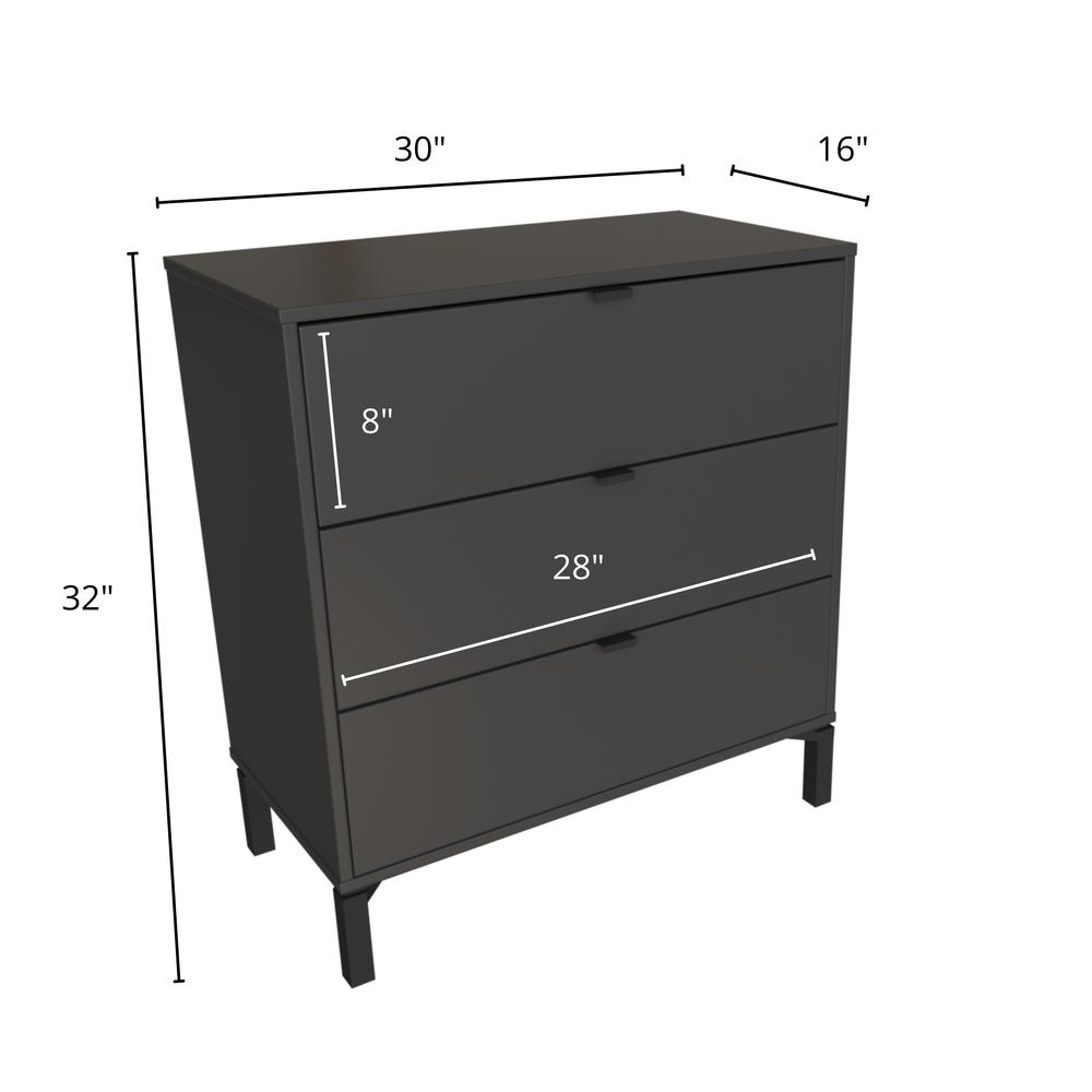 Modern Dresser for Bedroom – 3- Drawer Chest of Drawers – Dark Gray. Picture 4