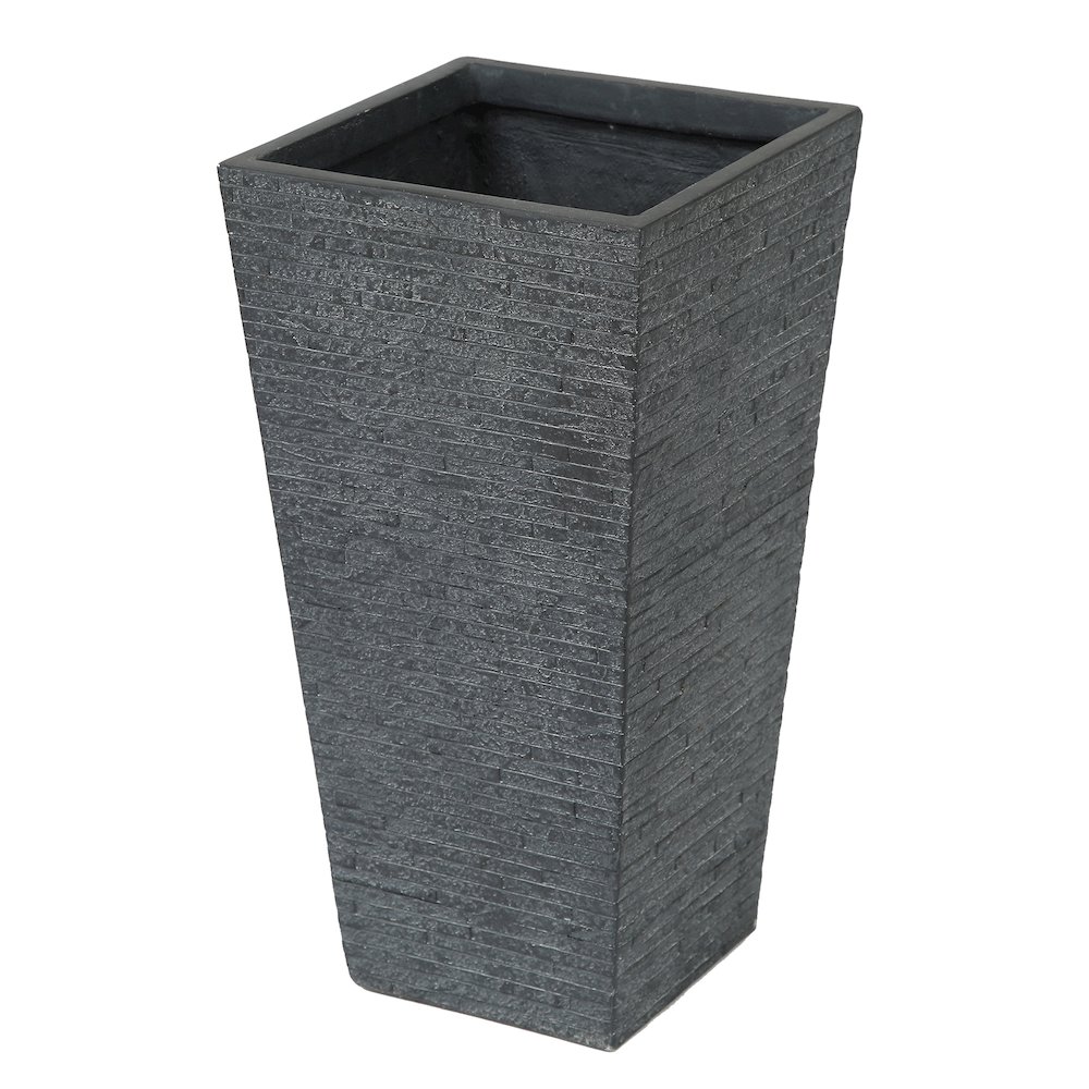 Gray MgO Textured Tall Angled Square Planter. Picture 1