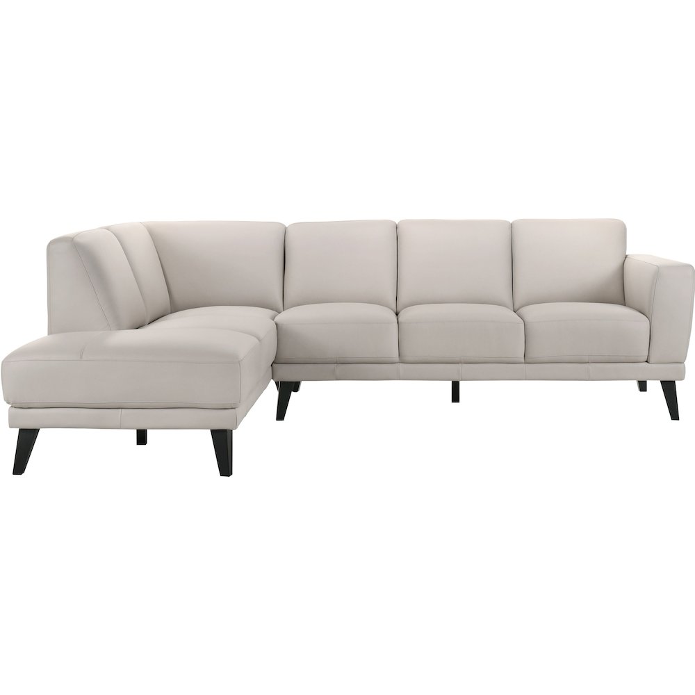 Altamura 2-Piece Leather Right Loveseat and Left Sofa in Mist Gray. Picture 2